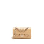 CHANEL SMALL CLASSIC DOUBLE FLAP BAG CAVIAR BEIGE SHW (MICROCHIP)