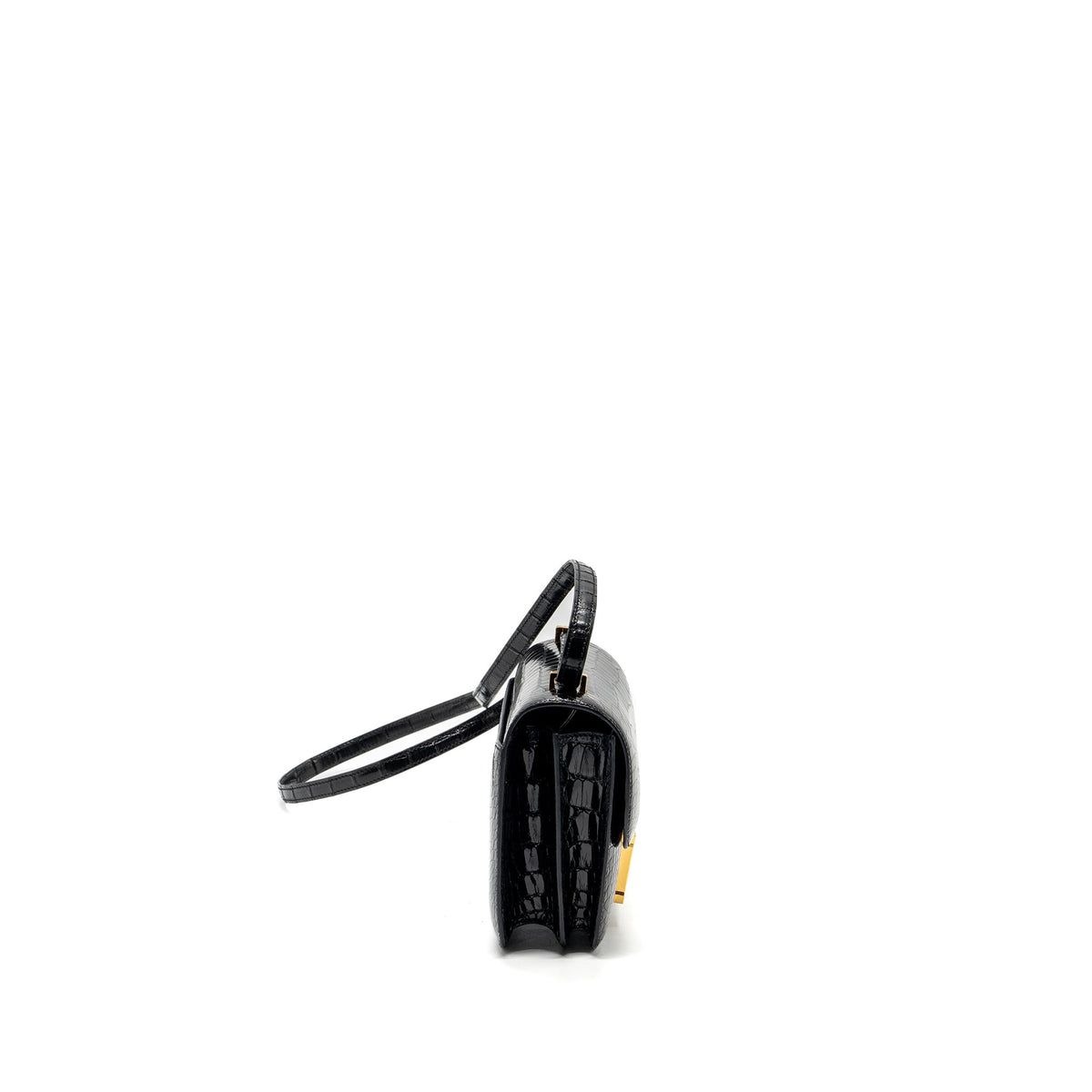 Hermes mini constance shiny alligator mississippiensis black GHW