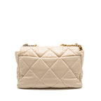 CHANEL MAXI 19 BAG GOATSKIN BEIGE MULTICOLOR HARDWARE