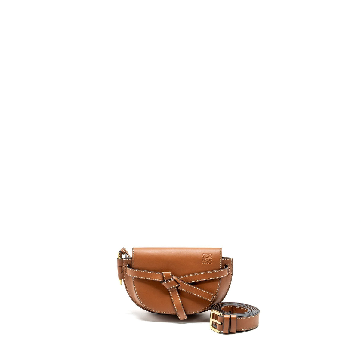 LOEWE MINI GATE BELT BAG CALFSKIN TAN GHW