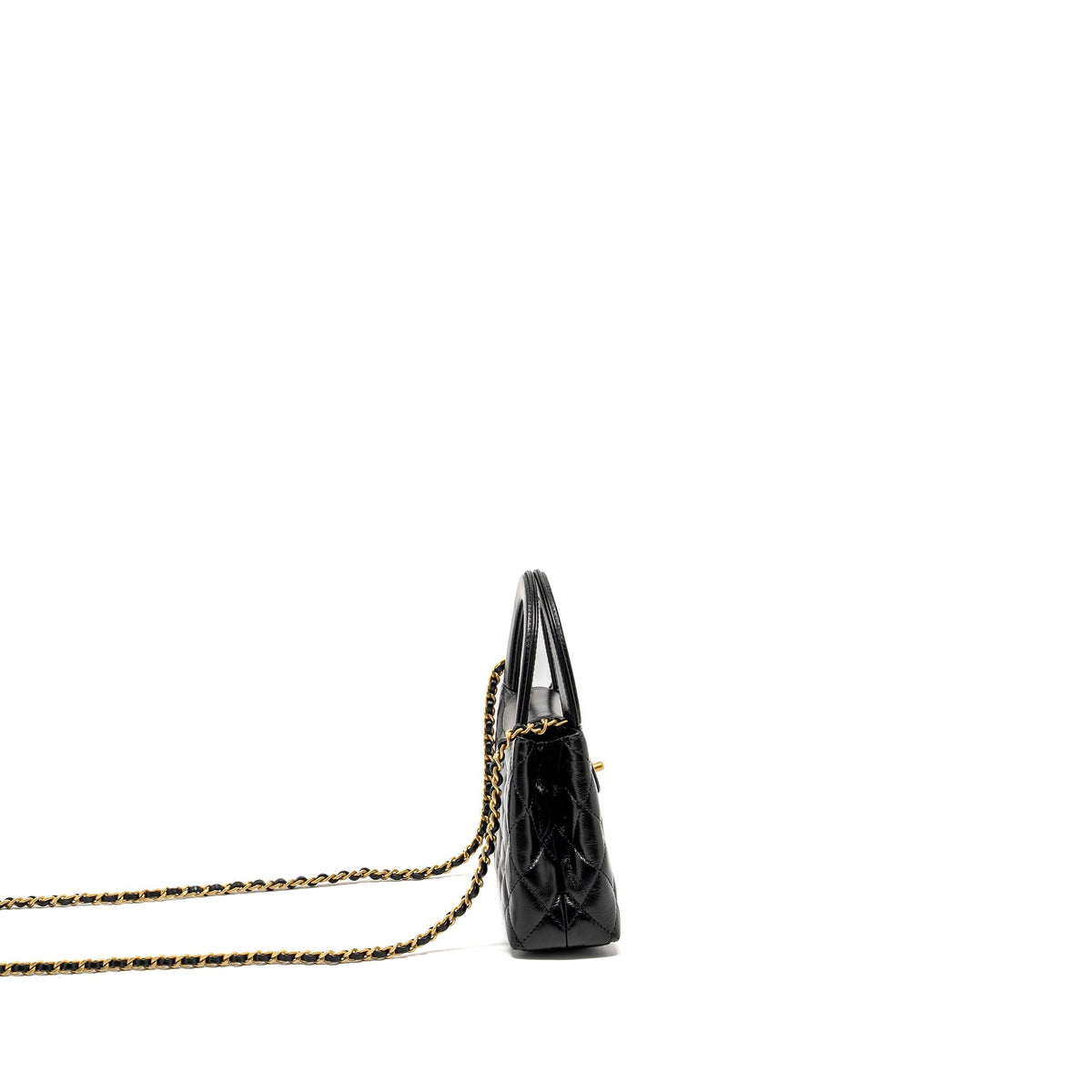 CHANEL MINI KELLY SHOPPING TOTE BAG CALFSKIN BLACK GHW (MICROCHIP)