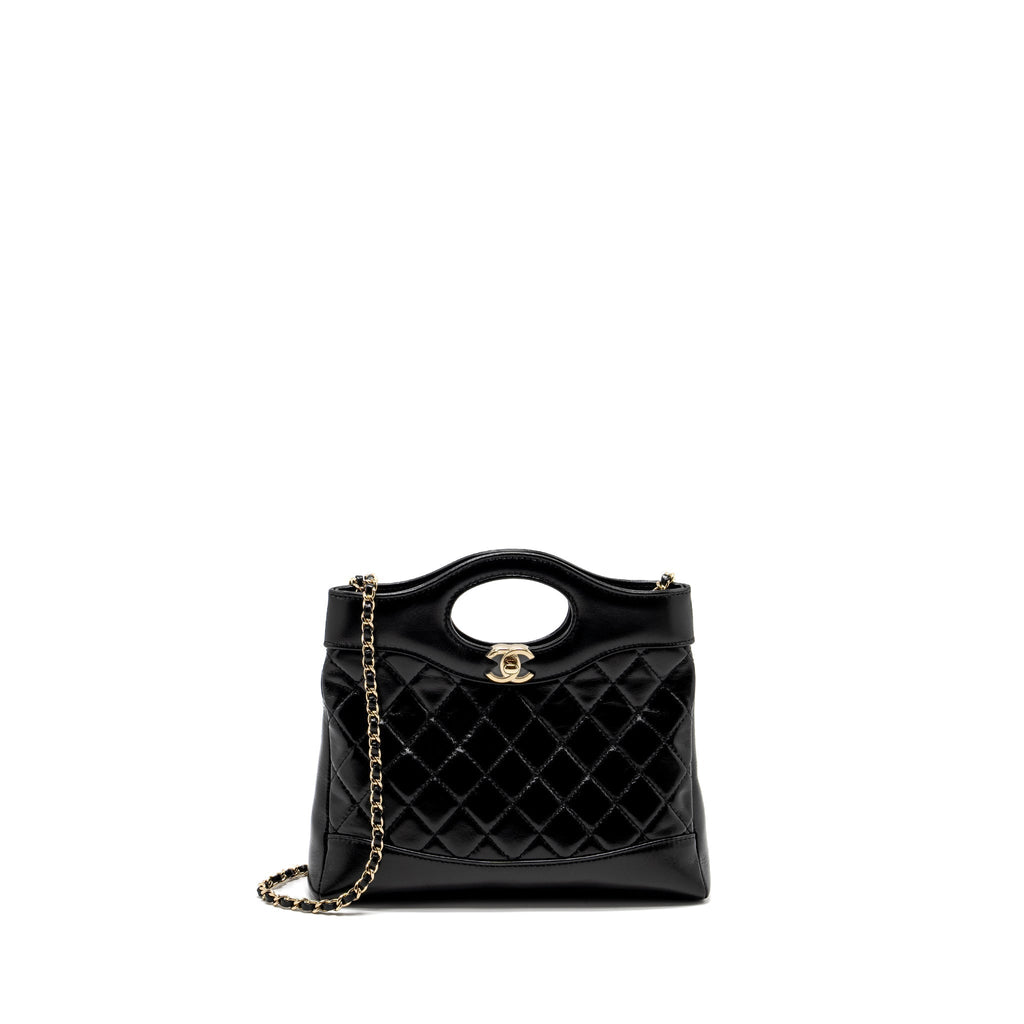 CHANEL MINI 31 BAG SHINY LAMBSKIN BLACK LGHW (MICROCHIP)