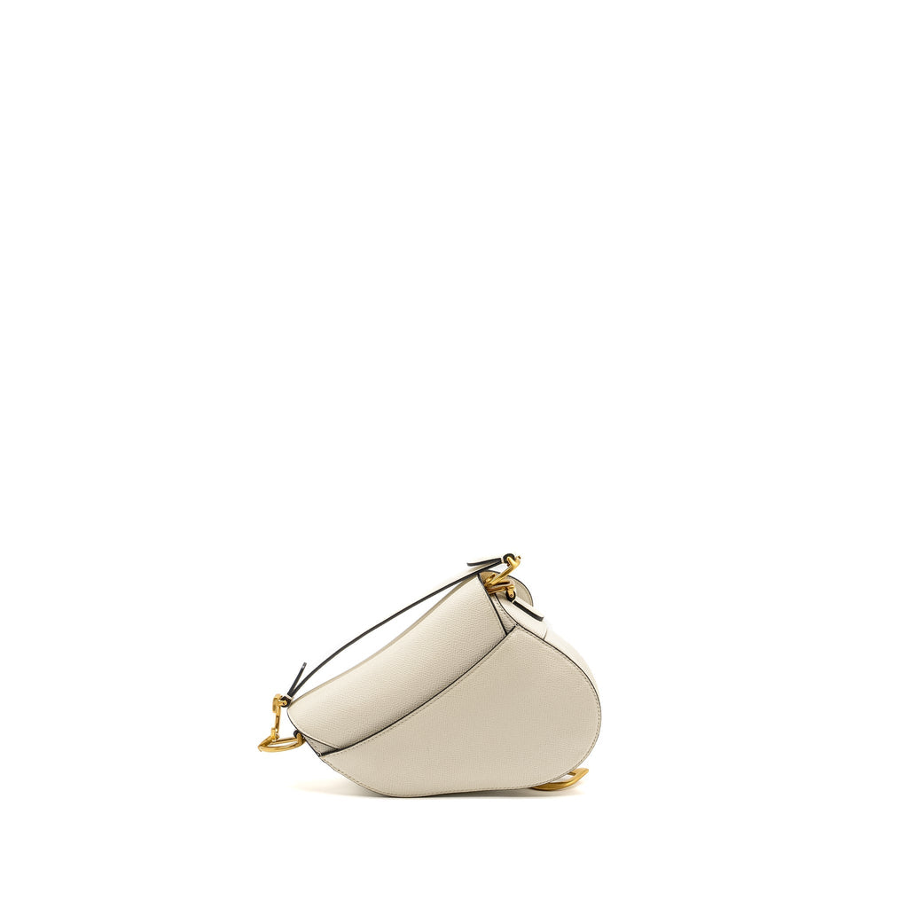 DIOR MINI SADDLE BAG CALFSKIN WHITE GHW