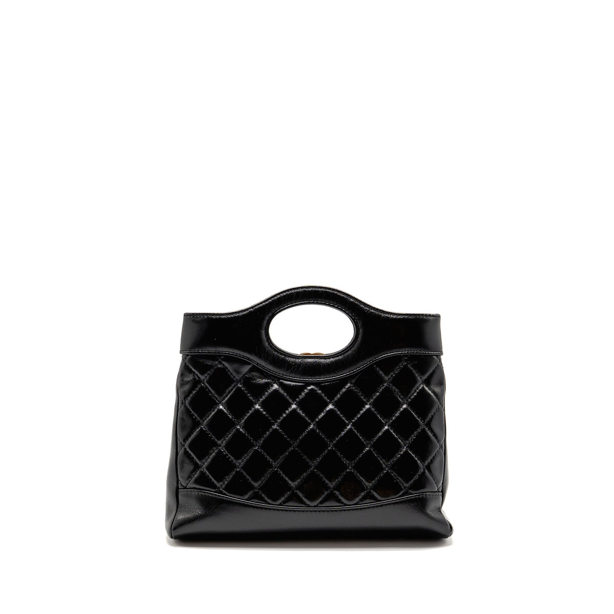 CHANEL MINI 31 BAG SHINY LAMBSKIN BLACK LGHW (MICROCHIP)