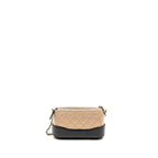 CHANEL GABRIELLE DOUBLE ZIP CLUTCH ON CHAIN CALFSKIN BEIGE / BLACK MULTICOLOR HARDWARE