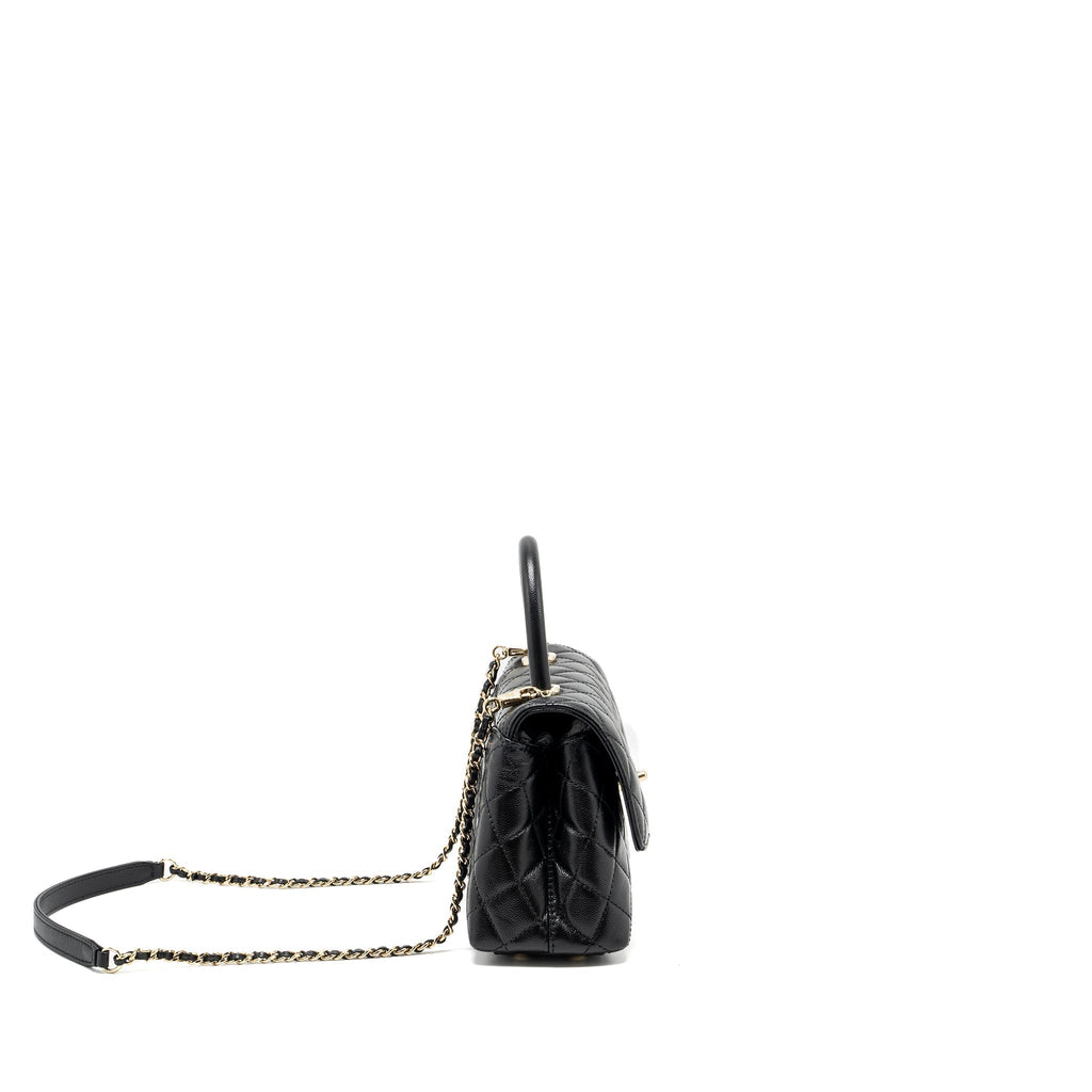 CHANEL SMALL COCO HANDLE CAVIAR BLACK LGHW (MICROCHIP)