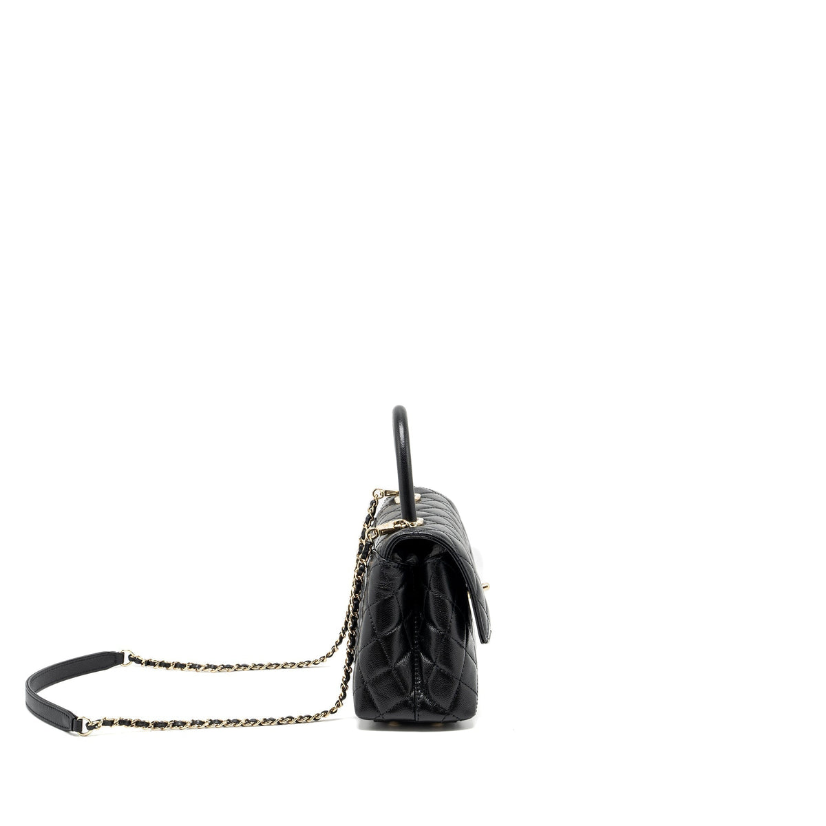 CHANEL SMALL COCO HANDLE CAVIAR BLACK LGHW (MICROCHIP)