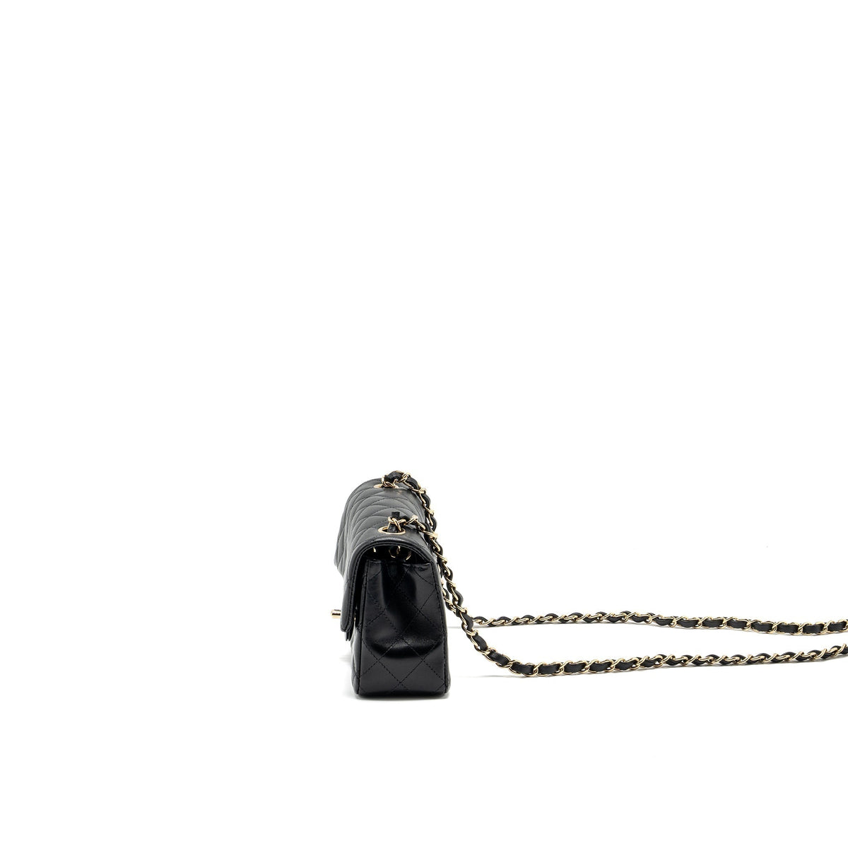 CHANEL MINI RECTANGULAR FLAP BAG LAMBSKIN BLACK LGHW (MICROCHIP)