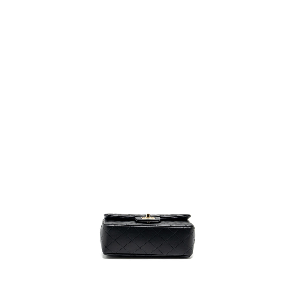 CHANEL TOP HANDLE MINI RECTANGULAR FLAP BAG LAMBSKIN BLACK LGHW (MICROCHIP)