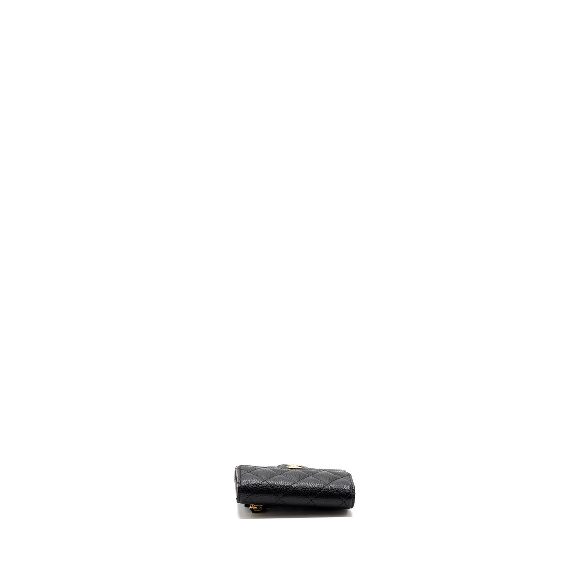 CHANEL CLASSIC SMALL COMPACT WALLET CAVIAR BLACK GHW (MICROCHIP)