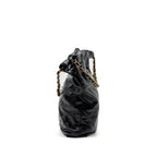 CHANEL MEDIUM 22 BAG WHITE LETTER CALFSKIN BLACK GHW(MICROCHIP)