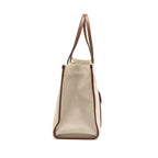 BURBERRY MEDIUM FREYA TOTE CANVAS/LEATHER NATURAL/TAN GHW