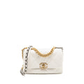 CHANEL SMALL 19 BAG LAMBSKIN WHITE MULTICOLOUR HARDWARE
