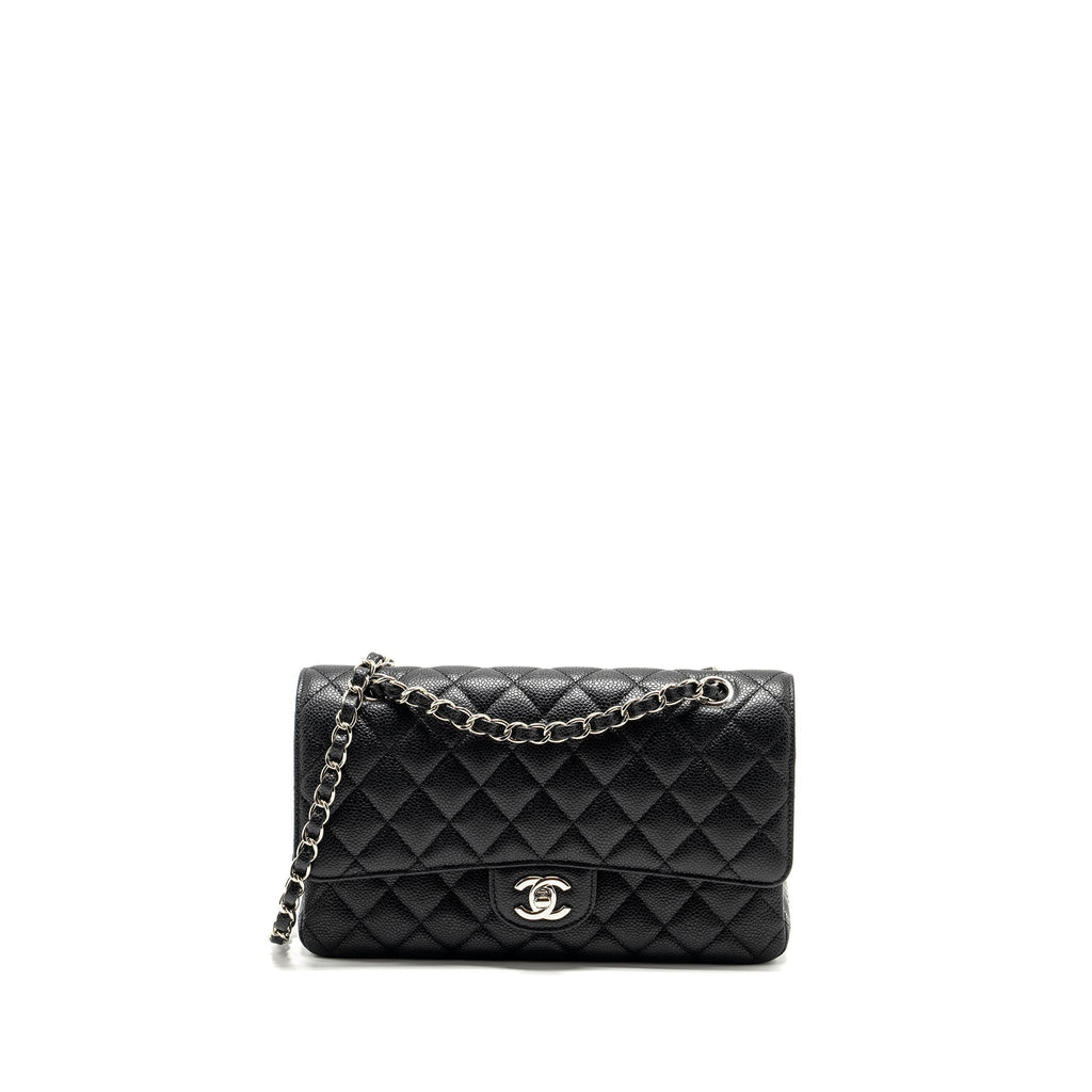 CHANEL MEDIUM CLASSIC DOUBLE FLAP BAG CAVIAR BLACK SHW