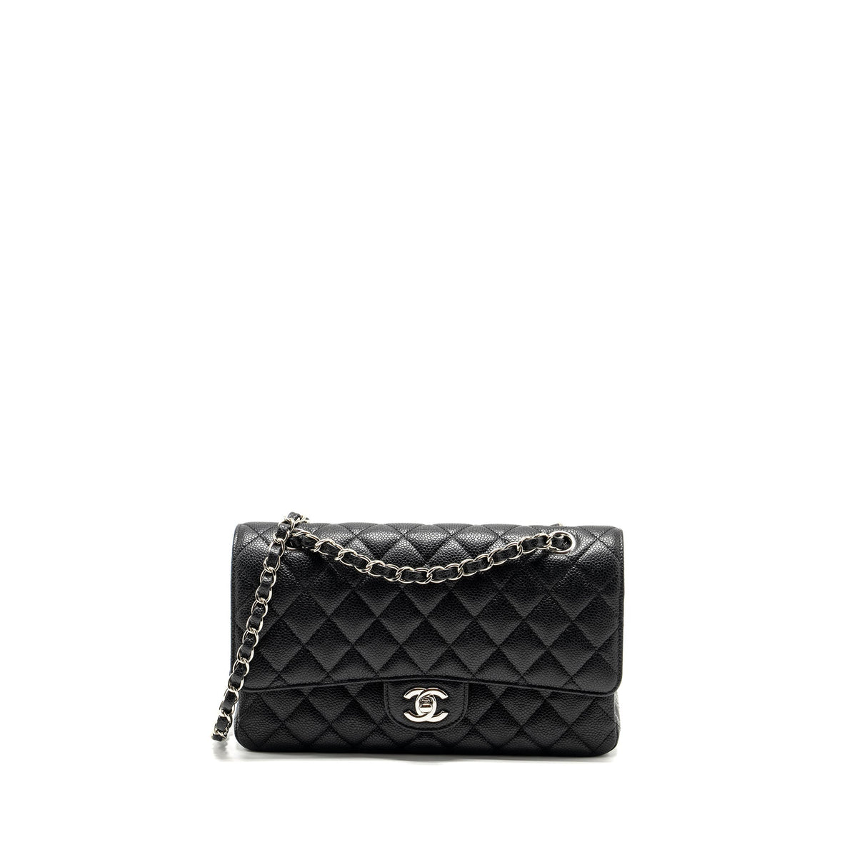 CHANEL MEDIUM CLASSIC DOUBLE FLAP BAG CAVIAR BLACK SHW
