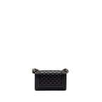 CHANEL SMALL BOY BAG CALFSKIN BLACK RUTHENIUM HARDWARE