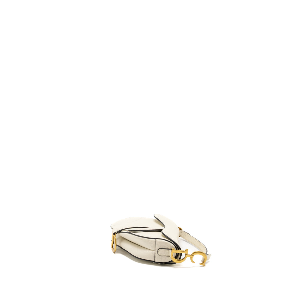 DIOR MINI SADDLE BAG CALFSKIN WHITE GHW