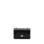 CHANEL SMALL CLASSIC DOUBLE FLAP LAMBSKIN BLACK GHW (MICROCHIP)