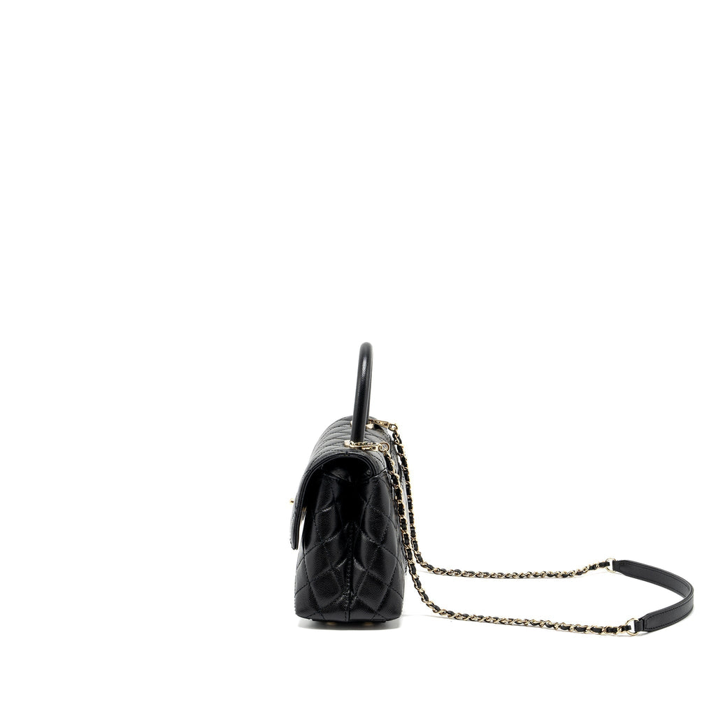 CHANEL SMALL COCO HANDLE CAVIAR BLACK LGHW (MICROCHIP)