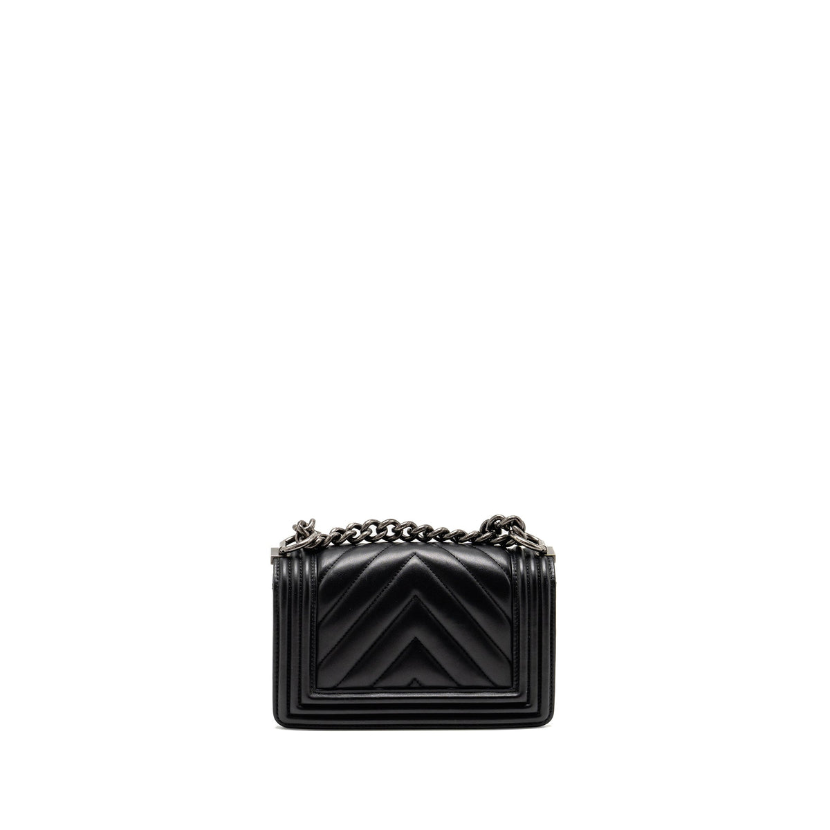CHANEL SMALL BOY BAG LAMBSKIN BLACK RUTHENIUM SHW