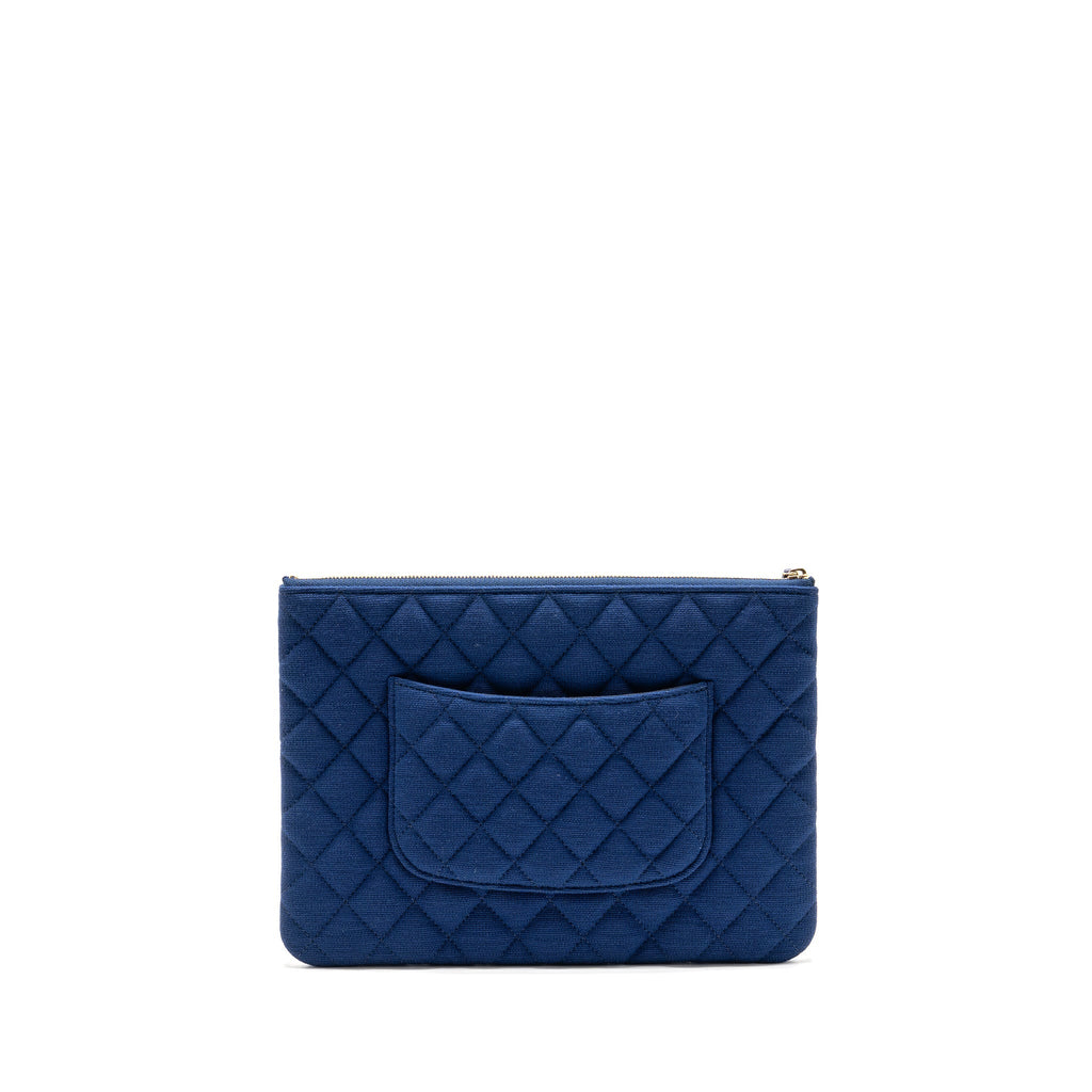 Chanel O-Case Pouch Jersey Navy Blue LGHW