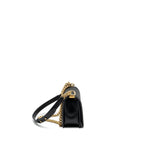 CHANEL MEDIUM BOY BAG SMOOTH CALFSKIN BLACK GHW (MICROCHIP)