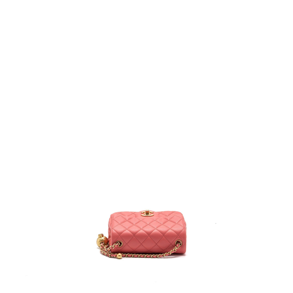 CHANEL PEARL CRUSH MINI SQUARE FLAP BAG LAMBSKIN PINK GHW