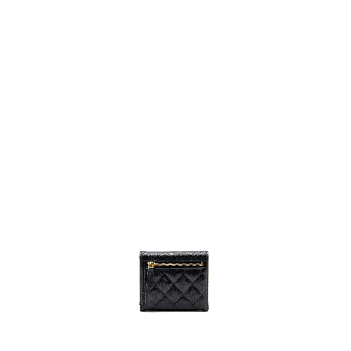 CHANEL CLASSIC SMALL COMPACT WALLET CAVIAR BLACK GHW (MICROCHIP)