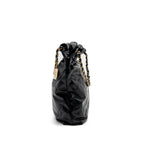 CHANEL MEDIUM 22 BAG WHITE LETTER CALFSKIN BLACK GHW(MICROCHIP)