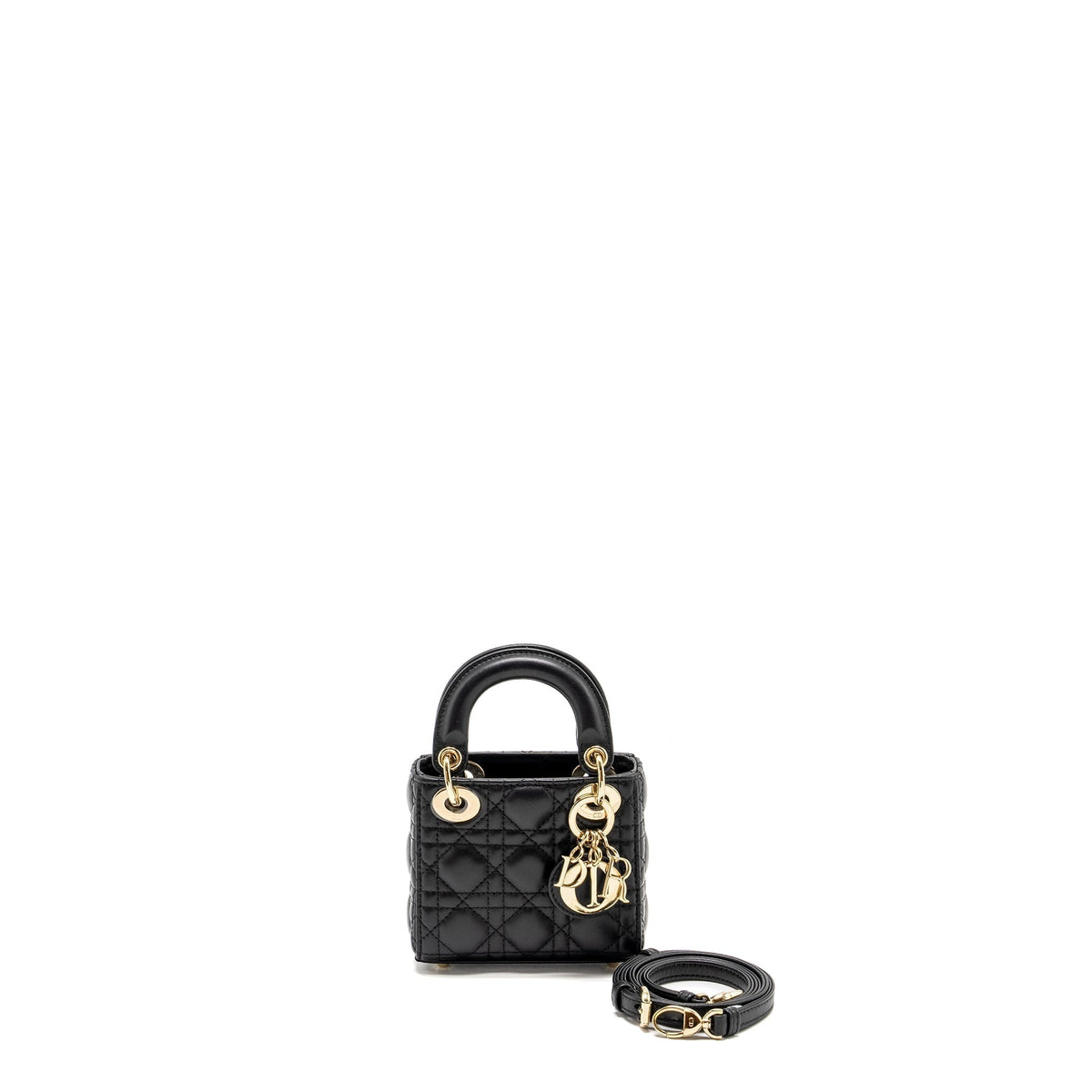 DIOR MICRO LADY DIOR LAMBSKIN BLACK LGHW