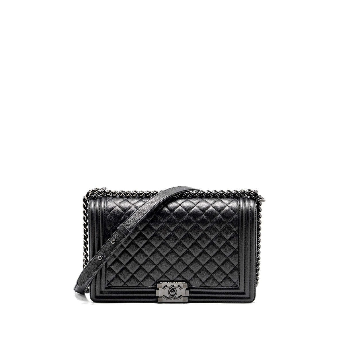 CHANEL NEW MEDIUM BOY BAG CAVIAR SO BLACK