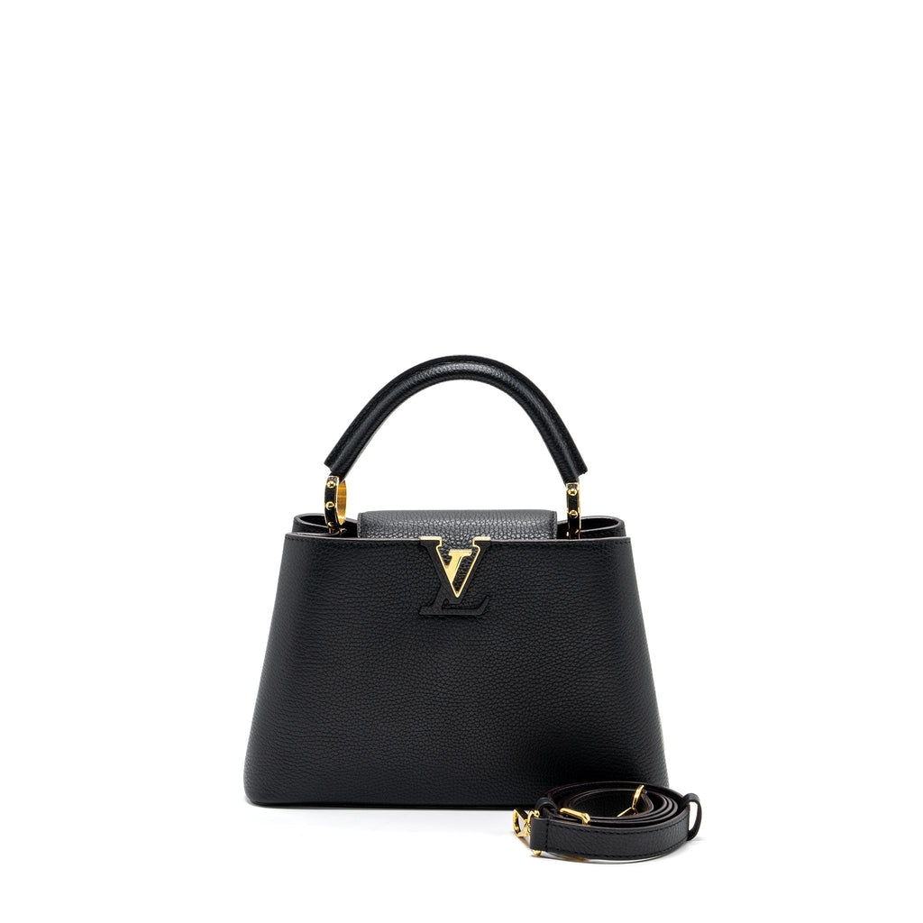 LOUIS VUITTON CAPUCINES BB TAURILLON BLACK / PINK GHW