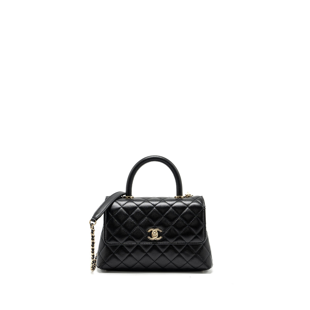 CHANEL SMALL COCO HANDLE CAVIAR BLACK LGHW (MICROCHIP)