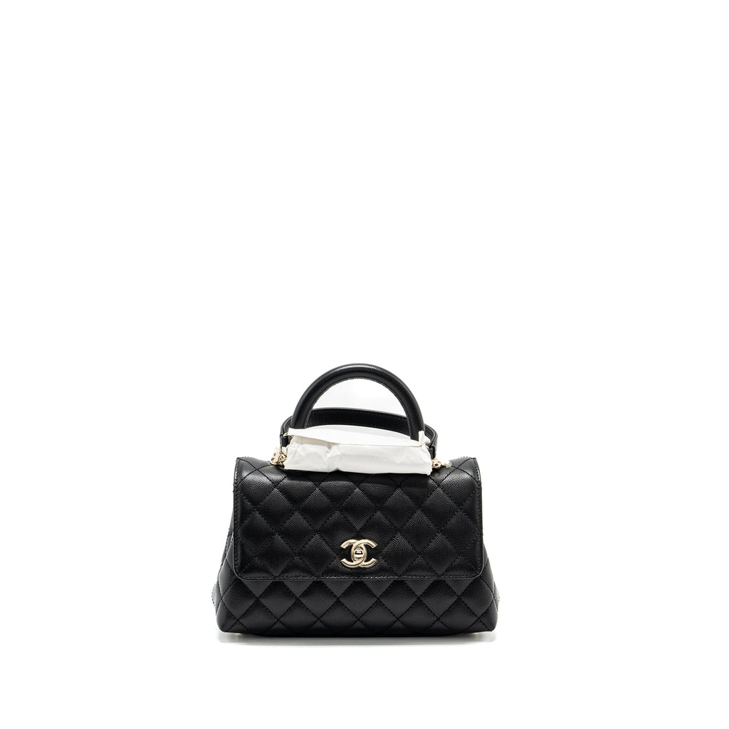CHANEL SMALL COCO HANDLE CAVIAR BLACK LGHW (MICROCHIP)