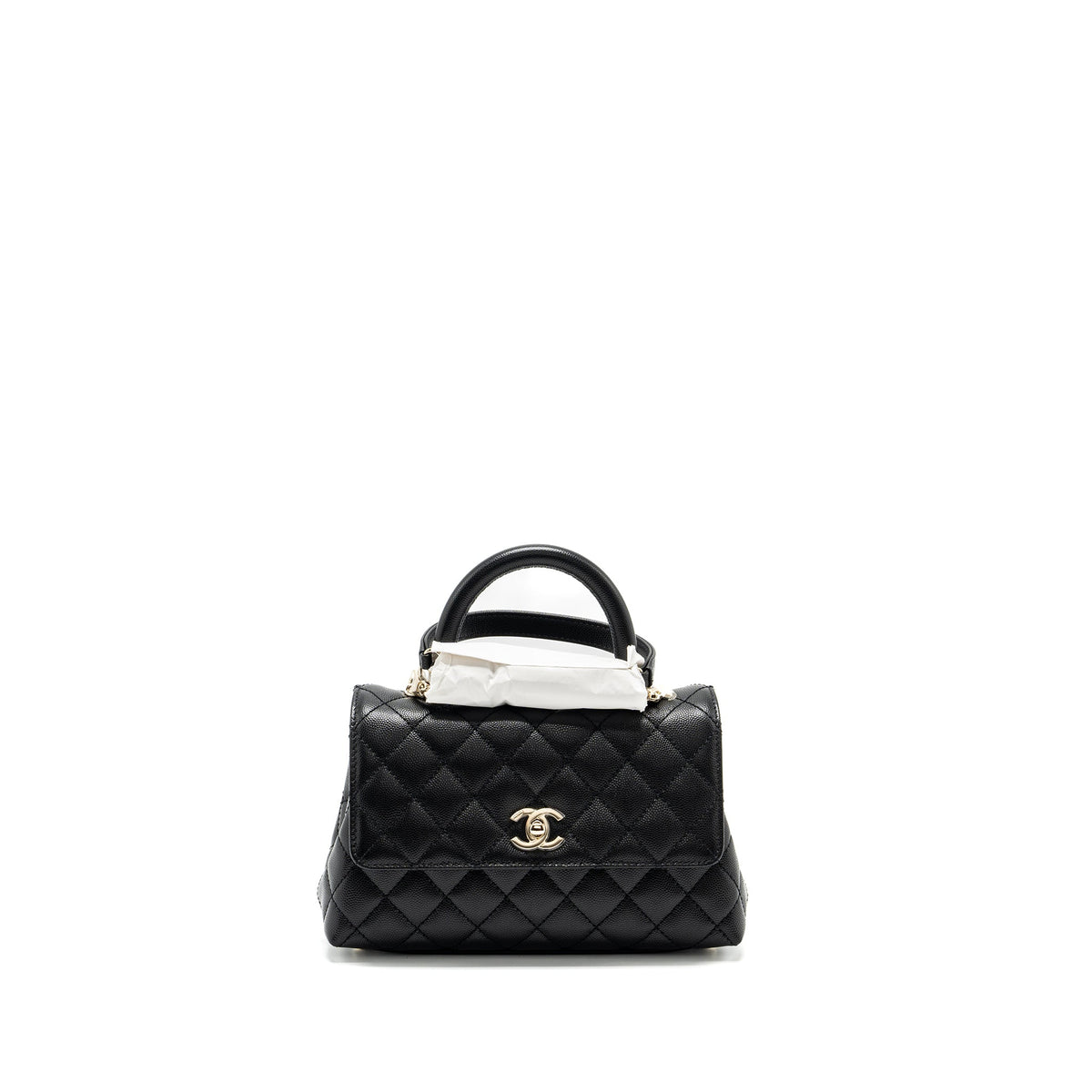 CHANEL SMALL COCO HANDLE CAVIAR BLACK LGHW (MICROCHIP)