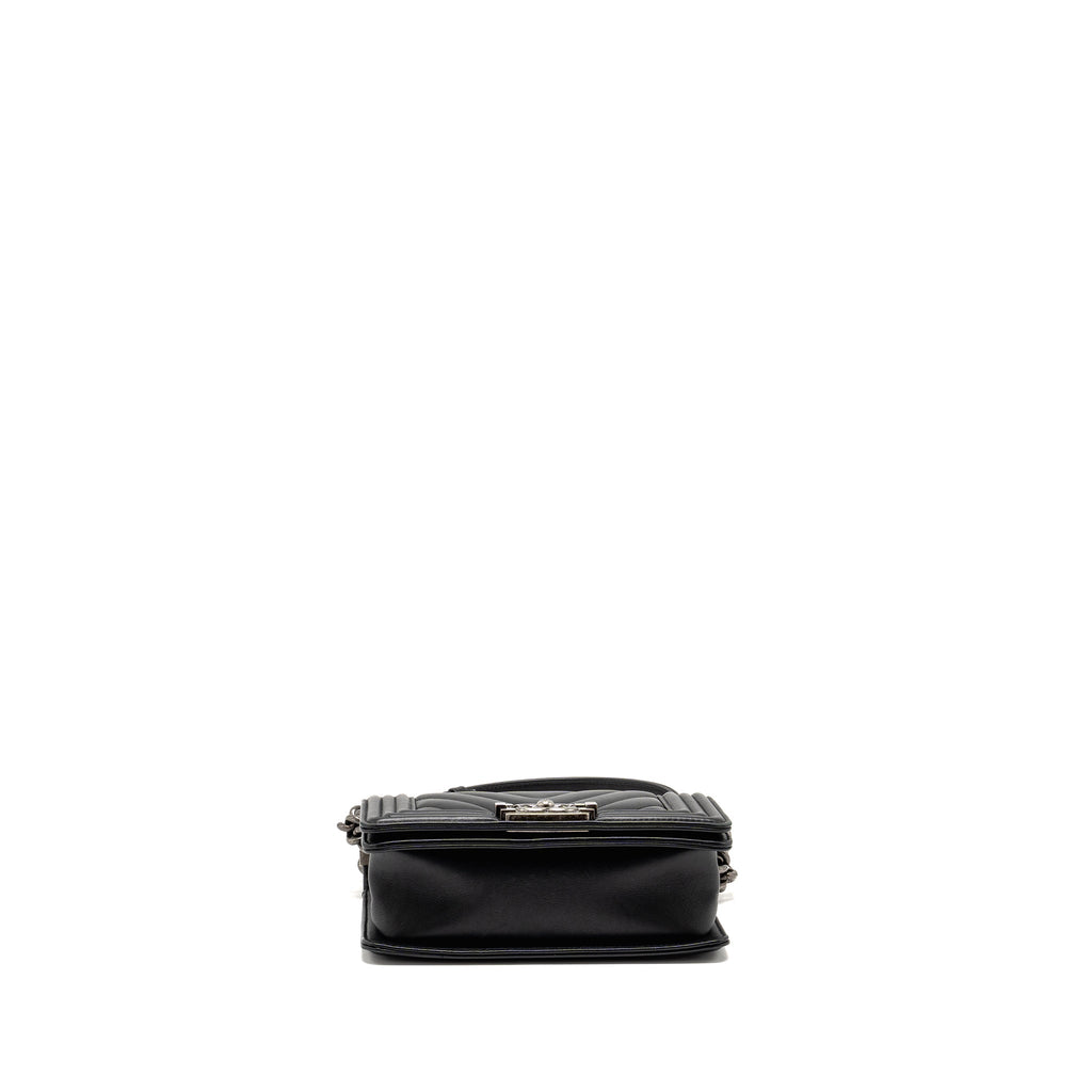 CHANEL SMALL BOY BAG LAMBSKIN BLACK RUTHENIUM SHW