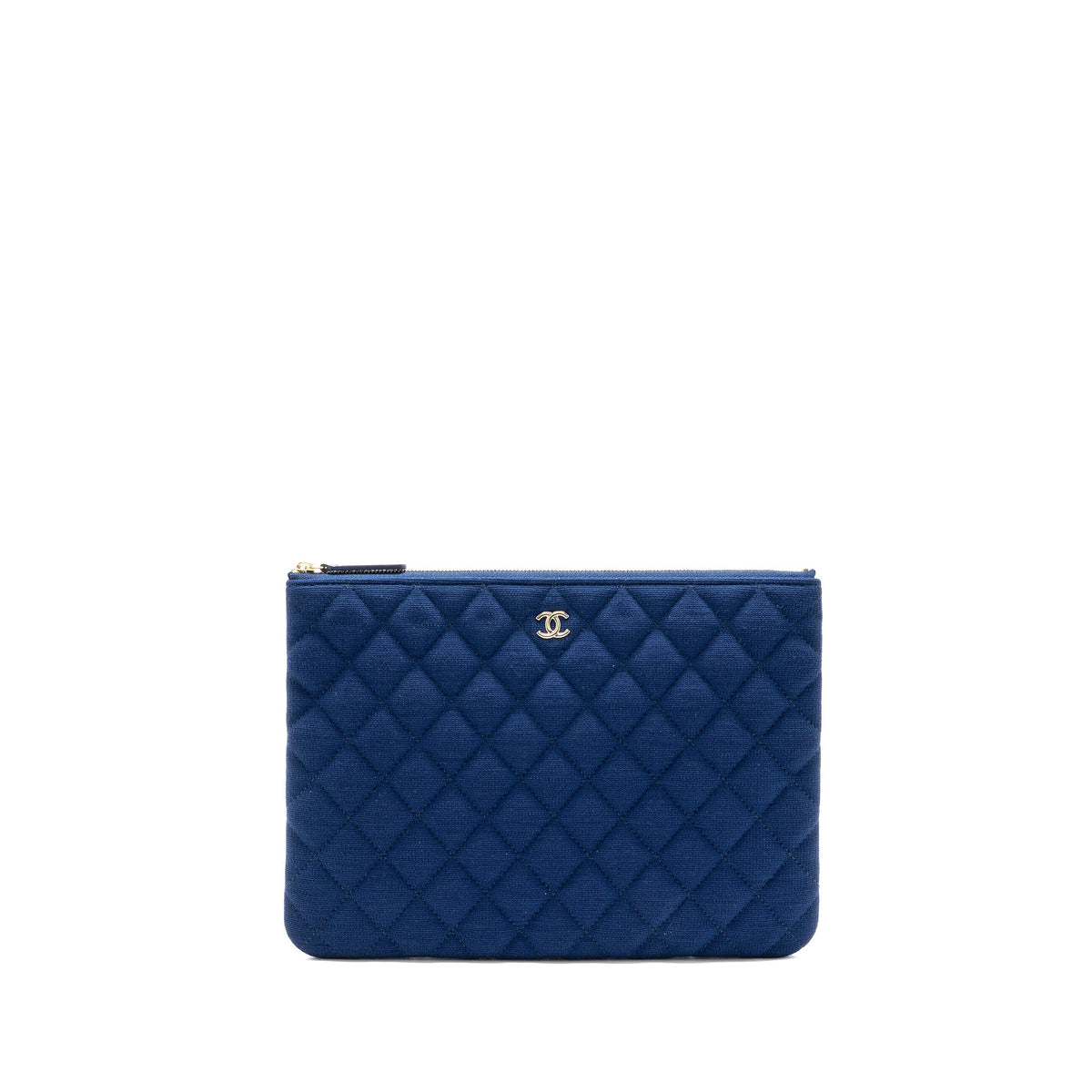 Chanel O-Case Pouch Jersey Navy Blue LGHW