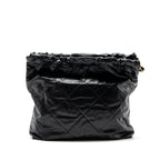 CHANEL MEDIUM 22 BAG WHITE LETTER CALFSKIN BLACK GHW(MICROCHIP)