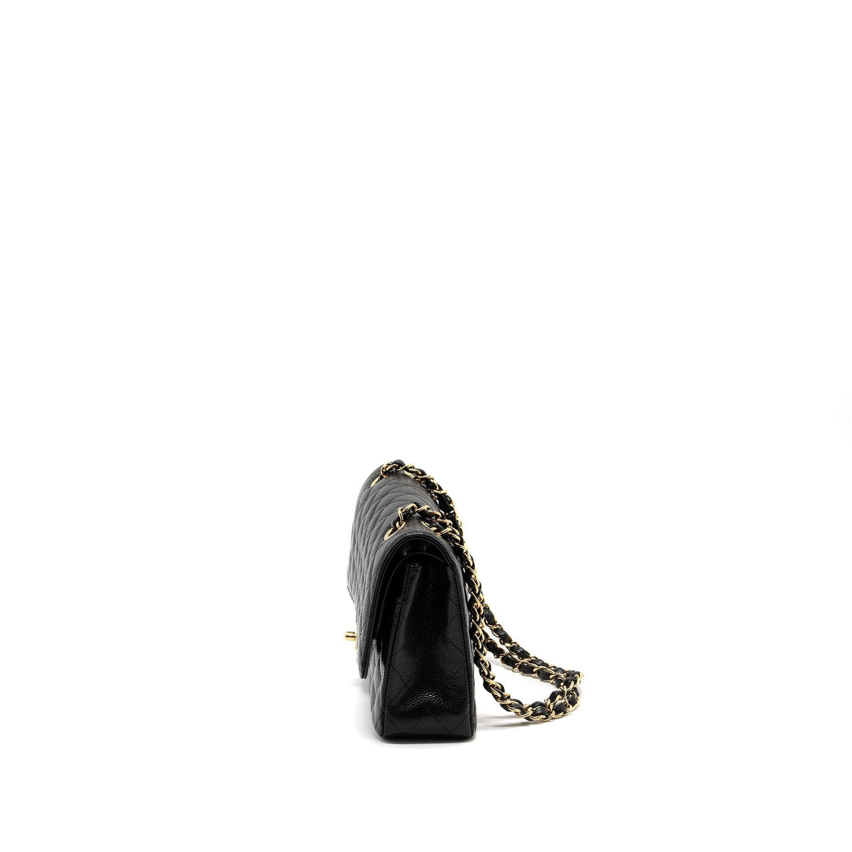 CHANEL MEDIUM CLASSIC DOUBLE FLAP BAG CAVIAR BLACK GHW (MICROCHIP)