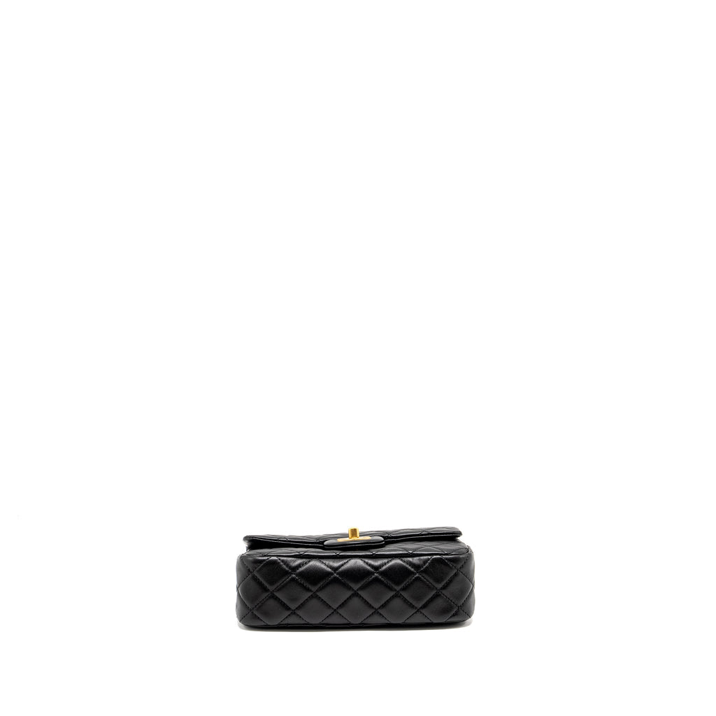 CHANEL PEARL CRUSH MINI RECTANGULAR FLAP BAG LAMBSKIN BLACK GHW (MICROCHIP)