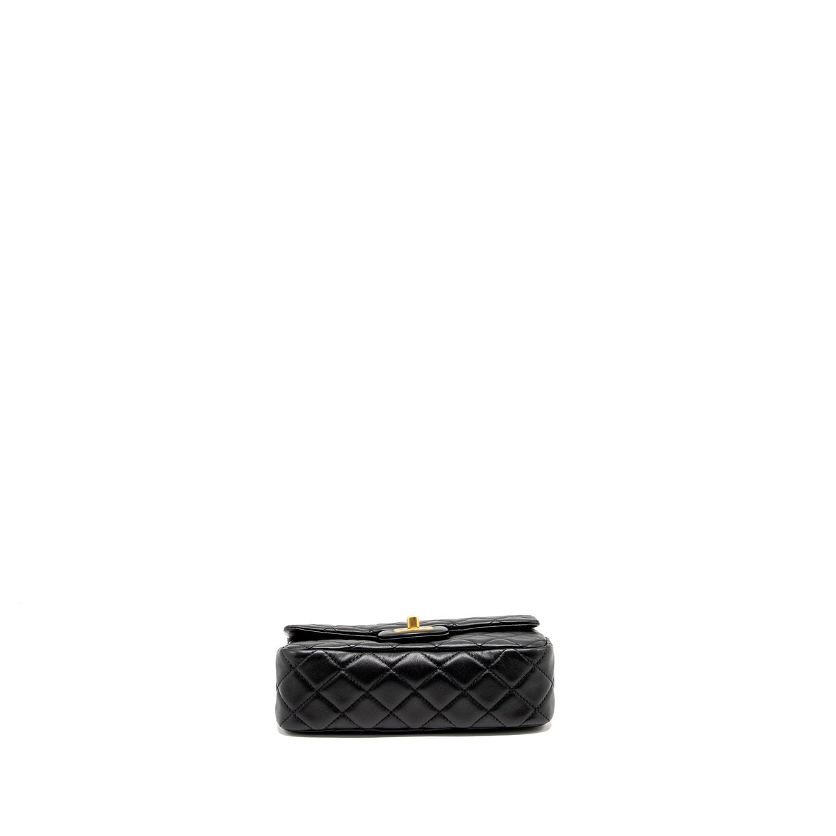 CHANEL PEARL CRUSH MINI RECTANGULAR FLAP BAG LAMBSKIN BLACK GHW (MICROCHIP)