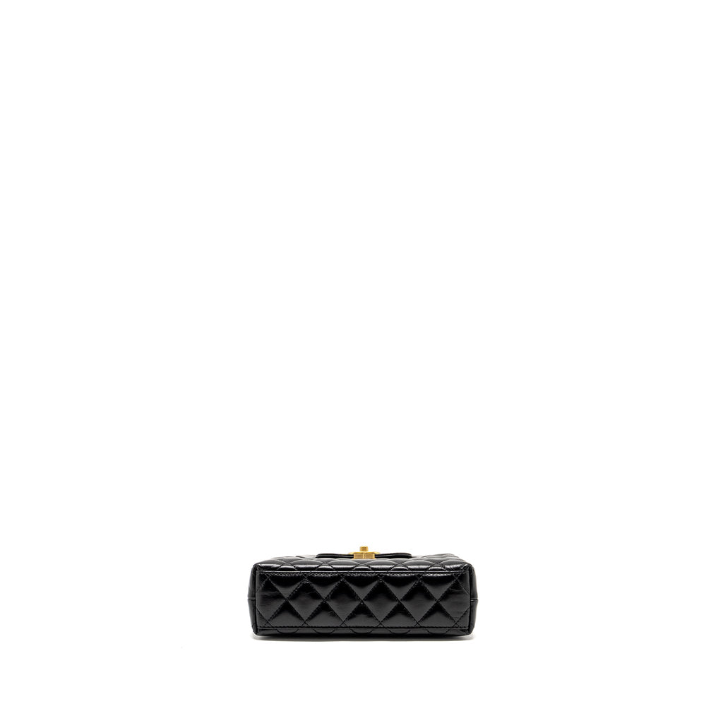 CHANEL MINI KELLY SHOPPING TOTE BAG CALFSKIN BLACK GHW (MICROCHIP)