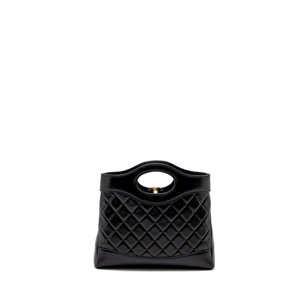 CHANEL MINI 31 BAG SHINY LAMBSKIN BLACK LGHW (MICROCHIP)
