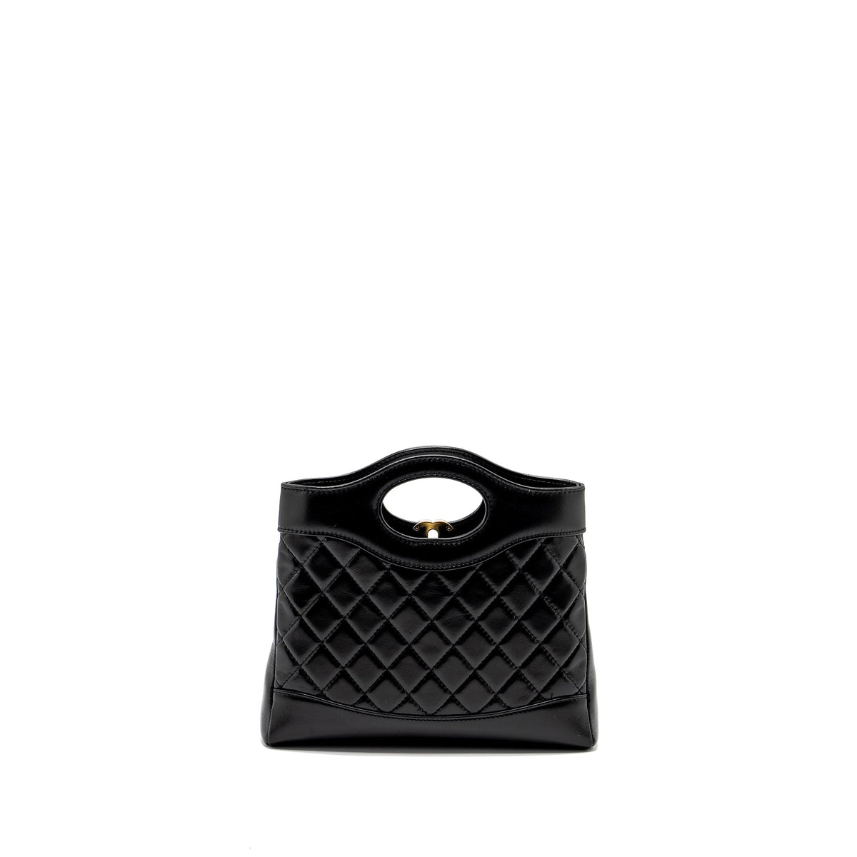 CHANEL MINI 31 BAG SHINY LAMBSKIN BLACK LGHW (MICROCHIP)