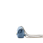 CHANEL 22C DENIM PEARL CRUSH MINI SQUARE FLAP BAG DENIM LIGHT BLUE GHW (MICROCHIP)