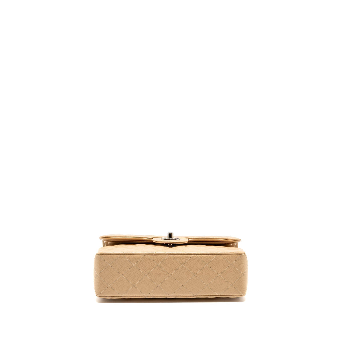 CHANEL SMALL CLASSIC DOUBLE FLAP BAG CAVIAR BEIGE SHW (MICROCHIP)