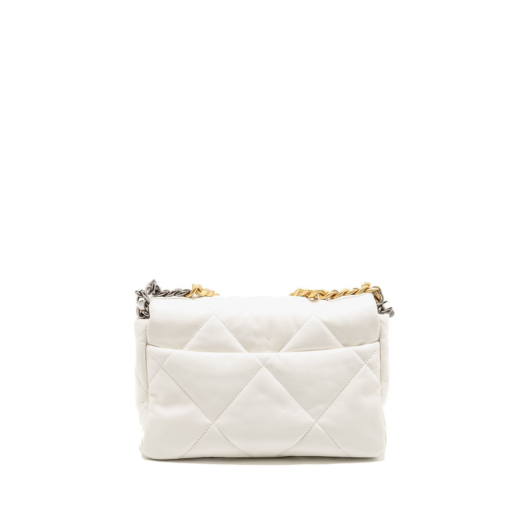 CHANEL SMALL 19 BAG LAMBSKIN WHITE MULTICOLOUR HARDWARE