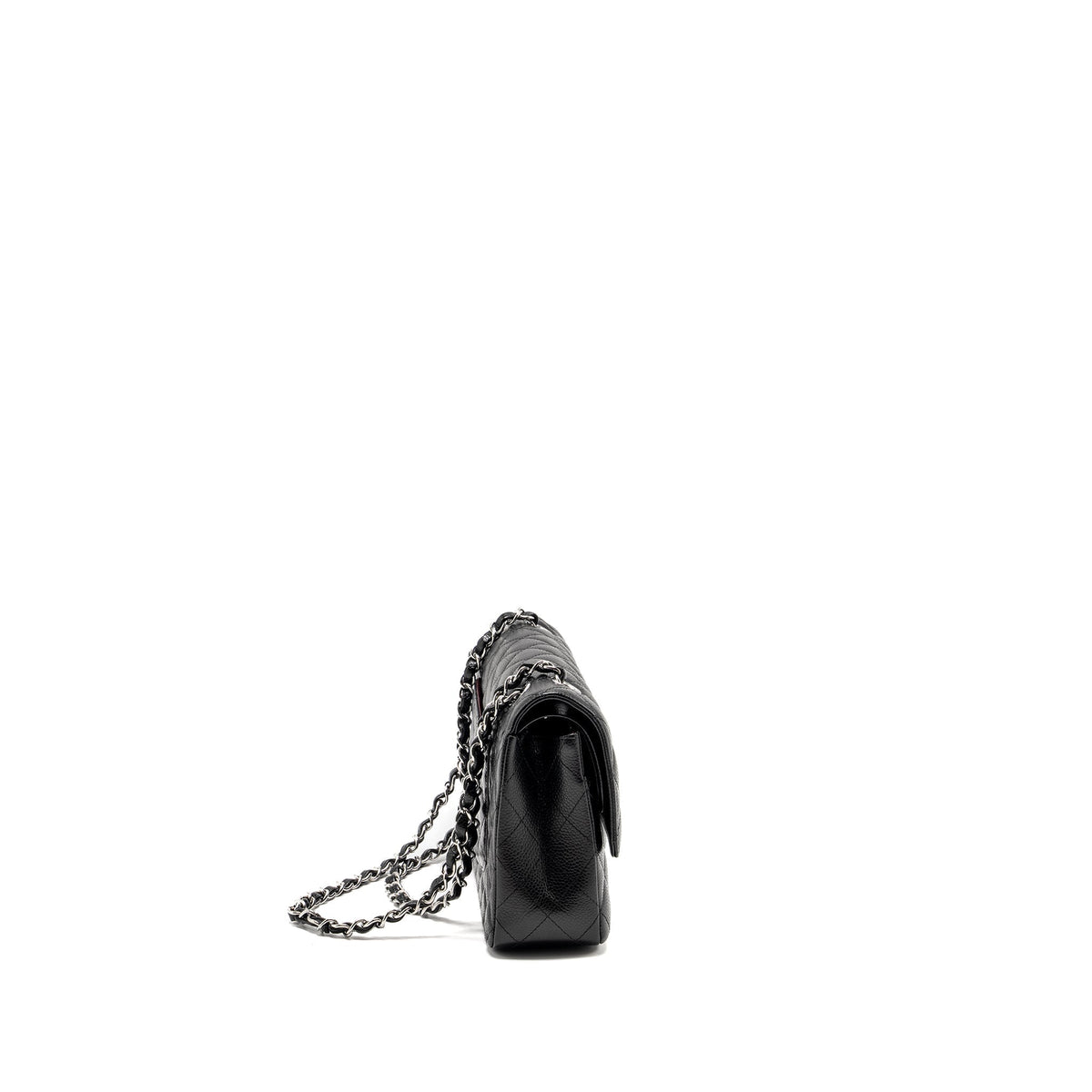 CHANEL MEDIUM CLASSIC DOUBLE FLAP BAG CAVIAR BLACK SHW (MICROCHIP)