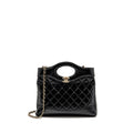 CHANEL MINI 31 BAG SHINY LAMBSKIN BLACK LGHW (MICROCHIP)