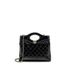 CHANEL MINI 31 BAG SHINY LAMBSKIN BLACK LGHW (MICROCHIP)